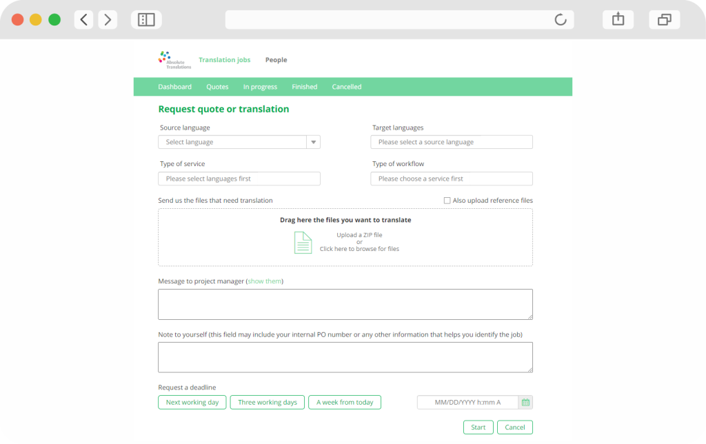 Customer portal dashboard